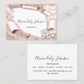 3D Glitzer Makeup Event Friseur ROSE Weiß Visitenkarte (Vorne/Hinten)