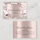 3D-Glitzer Makeup Event-Planer ROSE rosa Visitenkarte (Vorne/Hinten)