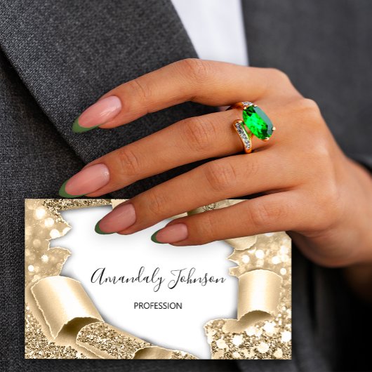 3D-Glitzer Makeup-Event-Planner Gold Visitenkarte