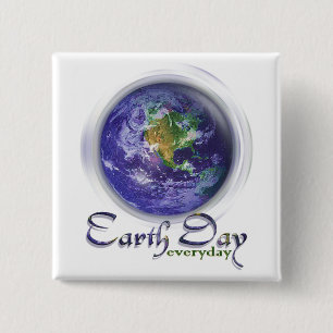 3D Globe Earth Day Button