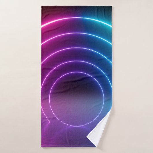 3d, glühende Linien, Tunnel, Neonlichter, virtuell Badehandtuch (Badehandtuch)