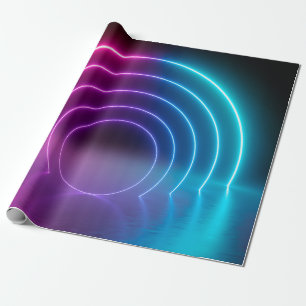 3d, glühende Linien, Tunnel, Neonlichter, virtuell Geschenkpapier