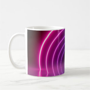3d, glühende Linien, Tunnel, Neonlichter, virtuell Kaffeetasse