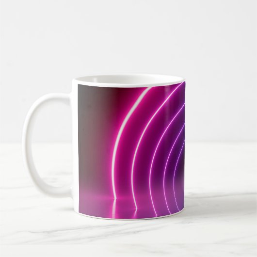 3d, glühende Linien, Tunnel, Neonlichter, virtuell Kaffeetasse (Links)