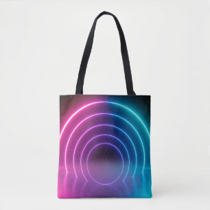 3d, glühende Linien, Tunnel, Neonlichter, virtuell Tasche