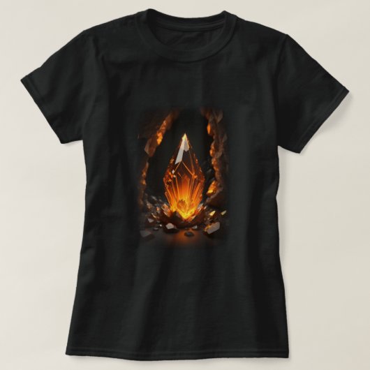 3d Glühender Kristall Orange Red T-Shirt (Design vorne)