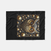 3d Gold Black Owl Sticker Fleecedecke (Vorderseite (Horizontal))