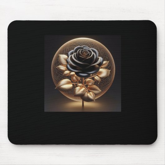 3d Gold Black Rose #16 Aufkleber Mousepad (Vorne)