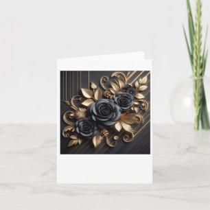 3d Gold Black Rose #7 Aufkleber Karte