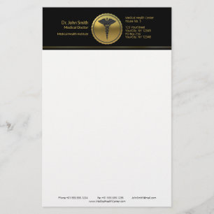 3D-Gold-Caduceus-Emblem für Mediziner Briefpapier