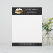 3D Gold Lippen Makeup Artist Beauty Salon Briefkopf (Stehend Vorderseite)