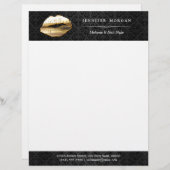 3D Gold Lippen Makeup Artist Beauty Salon Briefkopf (Vorne/Hinten)