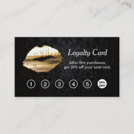 3D Gold Lips Makeup Salon Loyalty Punch Card Treuekarte