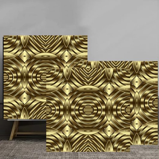 3D Gold Metallic Geometric Pattern luxury Fliese