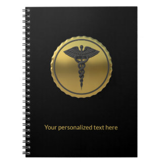 3D Gold Professional Medical Caduceus Emblem Notizblock