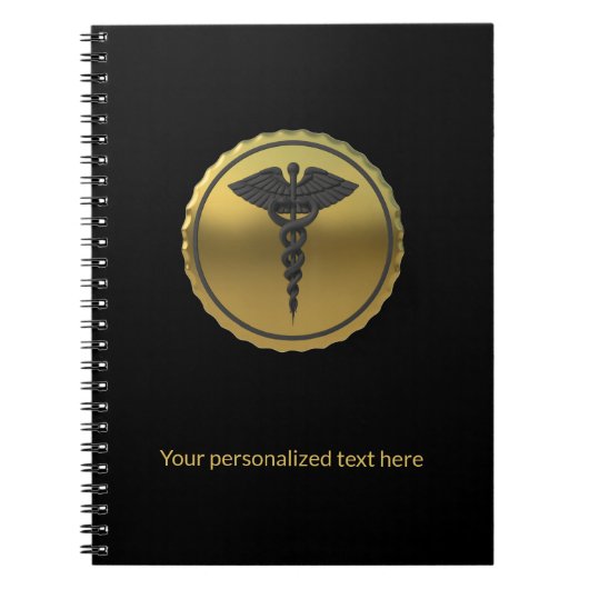 3D Gold Professional Medical Caduceus Emblem Notizblock (Vorderseite)
