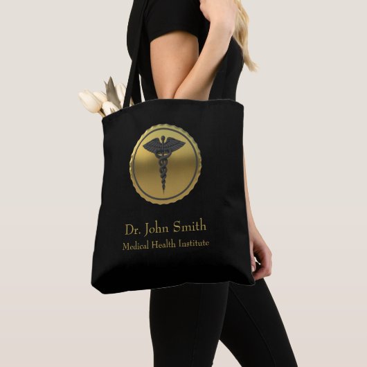 3D Gold professionelles medizinisches Caduceus-Emb Tasche (Von Nahem)
