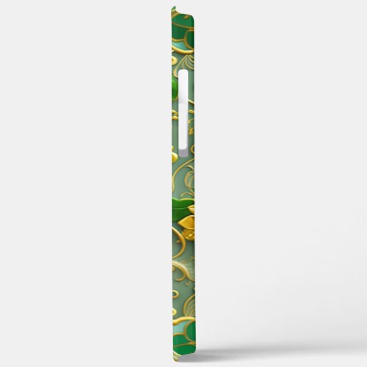 3D Gold und grüne Blüten Case-Mate iPhone Hülle (Rückseite / Links)