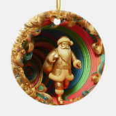 3d Gold-Weihnachtsklausel Keramik Ornament (Vorne)