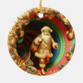 3d Gold-Weihnachtsklausel Keramik Ornament (Hinten)