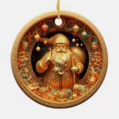 3d gold Weihnachtsklausel Keramik Ornament (Hinten)