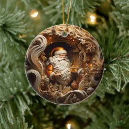 3d Gold-Weihnachtsklausel Keramik Ornament
