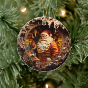 3d Gold-Weihnachtsklausel Keramik Ornament