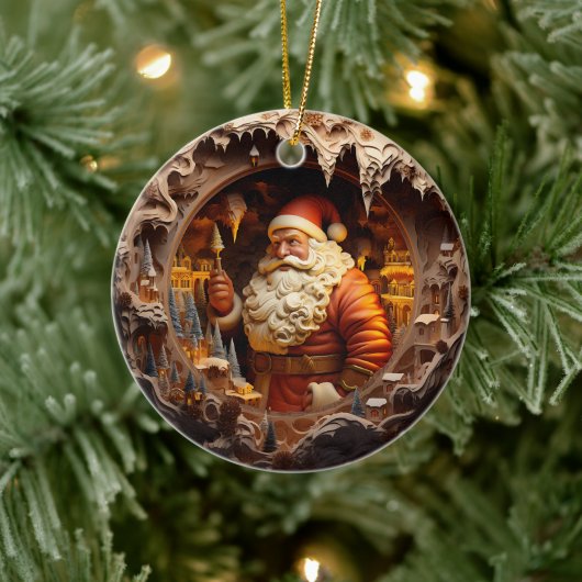 3d Gold-Weihnachtsklausel Keramik Ornament (Baum)