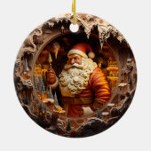 3d Gold-Weihnachtsklausel Keramik Ornament (Hinten)