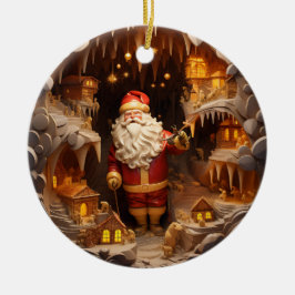 3d Gold-Weihnachtsklausel Keramik Ornament
