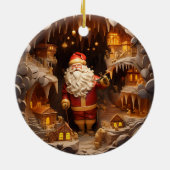 3d Gold-Weihnachtsklausel Keramik Ornament (Hinten)
