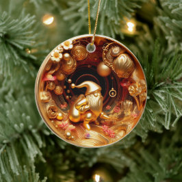 3d gold Weihnachtsklausel Keramik Ornament