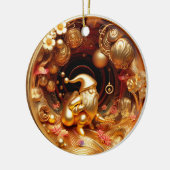 3d gold Weihnachtsklausel Keramik Ornament (Links)