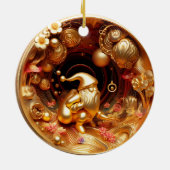 3d gold Weihnachtsklausel Keramik Ornament (Hinten)