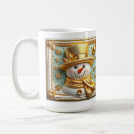 3D Golden Christmas Snowman Kaffeetasse