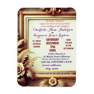 3D Golden Floral Botanischer Rahmen Magnet