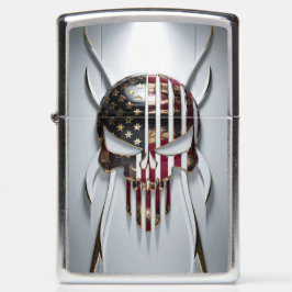 3D Golden Skull Emblem mit amerikanischem Flaggenm