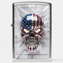 3D Golden Skull Emblem mit amerikanischem Flaggenm