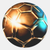 3D Golden Soccer Runder Aufkleber (Vorderseite)