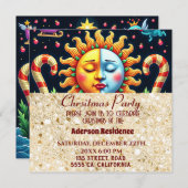 3d Goldener Weihnachtsbaum| Goldenes Weihnachtsfes Einladung (Vorne/Hinten)