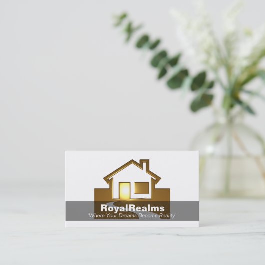 3D Goldenes Haus Visitenkarte (Stehend Vorderseite)