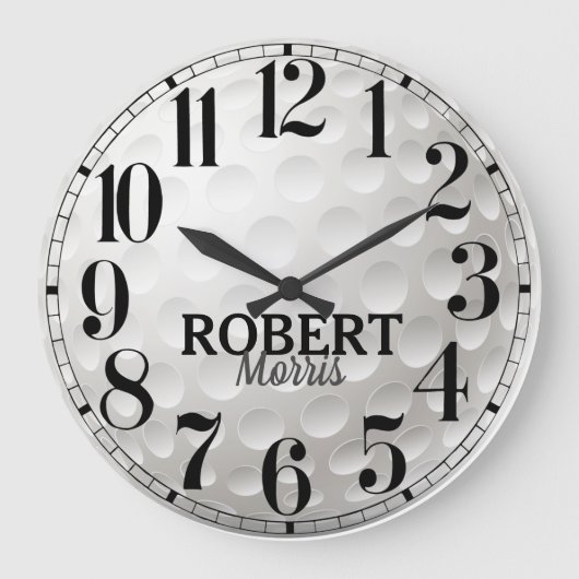 3D | Golf Ball Golfer Große Uhr (Vorderseite)