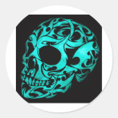 3D-Gothic-Schädel Runder Aufkleber (Vorderseite)