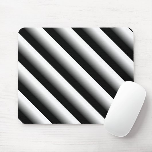 3D Gradient Black, Gray and White Stripe Mousepad (Mit Mouse)