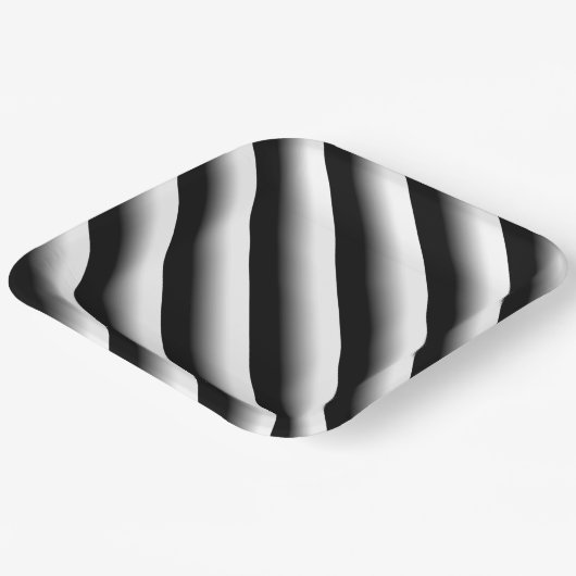 3D Gradient Black, Gray and White Stripe Pappteller (Gewinkelt)