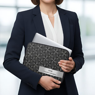 3D Gradient Urban Black Diamond Geometrie Muster Laptopschutzhülle
