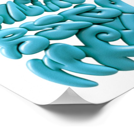 3D Graffiti Letters HandGezeichnet in Procreate Poster (Ecke)