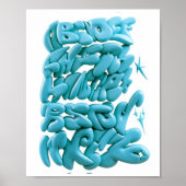 3D Graffiti Letters HandGezeichnet in Procreate Poster (Vorne)