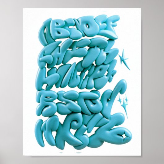 3D Graffiti Letters HandGezeichnet in Procreate Poster (Vorne)