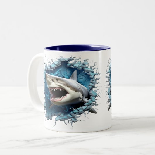 3D Great White Shark Hot Cocoffee Tasse (Vorderseite Links)